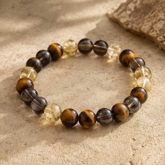 Earthbound Bracelet | Tiger Eye, Smoky Quartz, Citrine