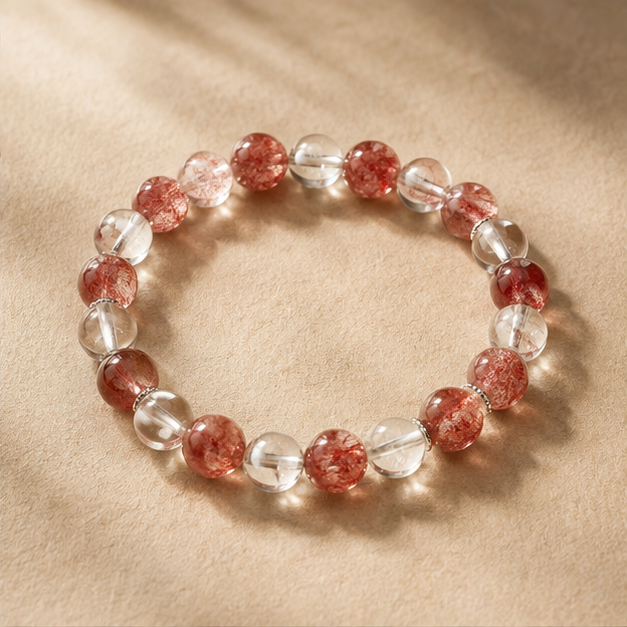 Ember Heart Bracelet | Red Rutilated Quartz, Clear Quartz