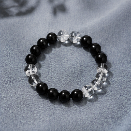 Obsidian Turning Point Bracelet | Obsidian, Clear Quartz