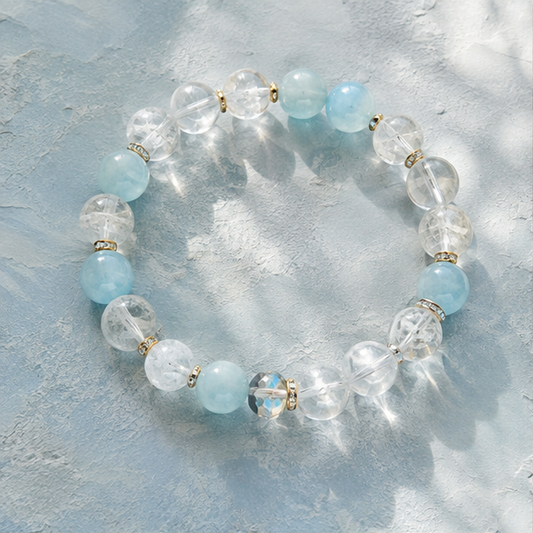 Quiet Intelligence Bracelet | Clear Quartz, Aquamarine