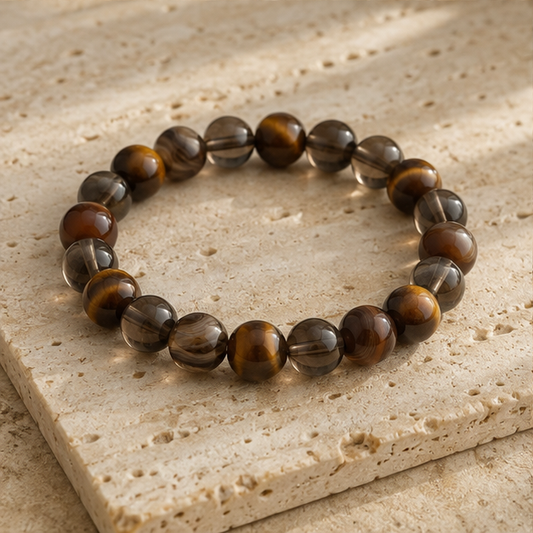 Steady Path Bracelet | Tiger Eye, Smoky Quartz, Brown Agate