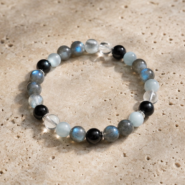 Tide Within Bracelet | Labradorite, Aquamarine, Black Agate