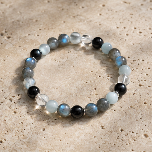 Tide Within Bracelet | Labradorite, Aquamarine, Black Agate