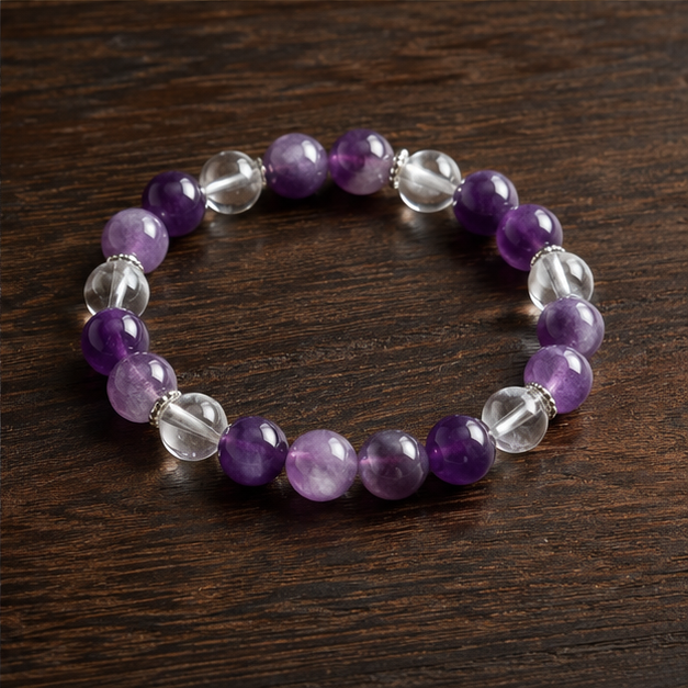 Violet Shelter Bracelet | Amethyst, Clear Quartz